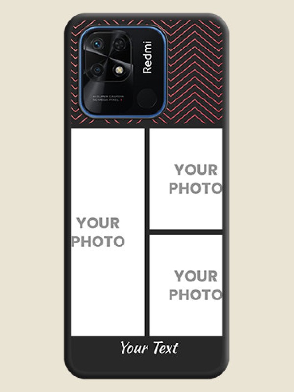 Custom Wave Pattern with 3 Image Holder on Space Black Custom Soft Matte Back Cover - Redmi 10 - alternate view