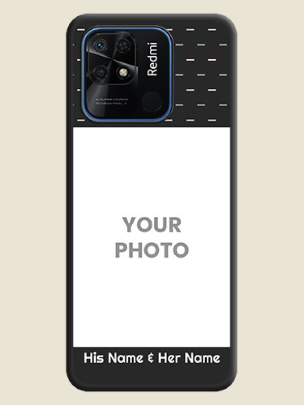 Custom Line Pattern Design with Text on Space Black Custom Soft Matte Phone Back Cover - Redmi 10 - alternate view