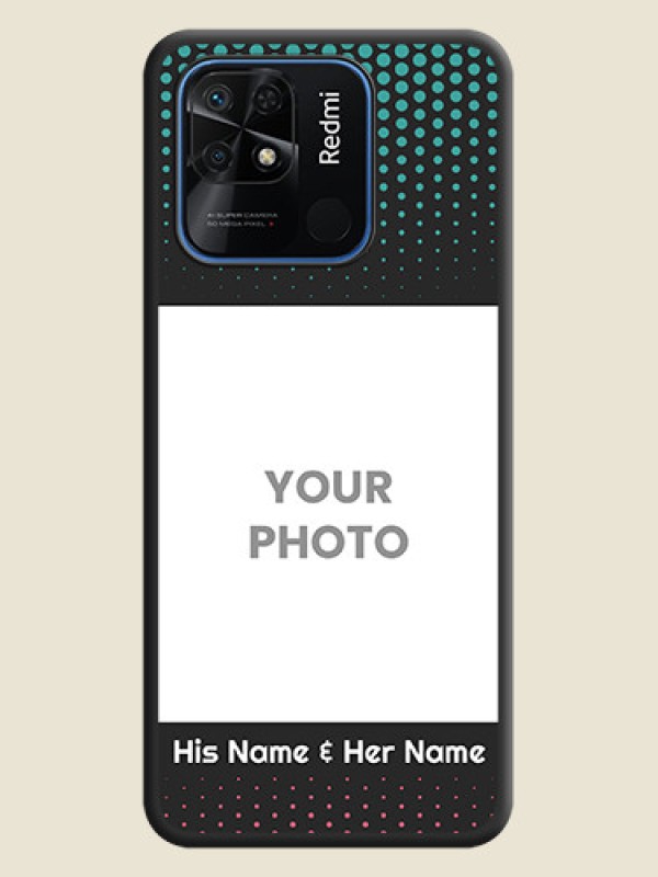 Custom Faded Dots with Grunge Photo Frame and Text on Space Black Custom Soft Matte Phone Cases - Redmi 10 - alternate view