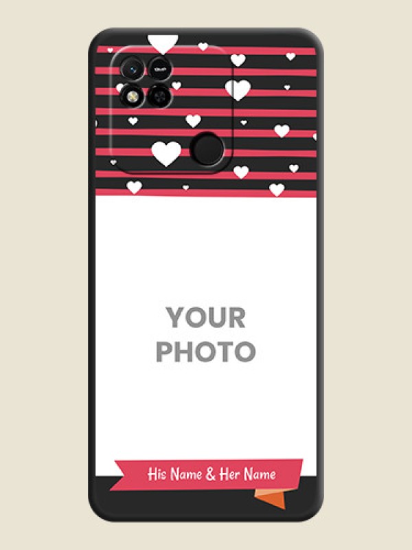 Custom White Color Love Symbols with Pink Lines Pattern on Space Black Custom Soft Matte Phone Cases - Xiaomi Redmi 10A Sport - alternate view
