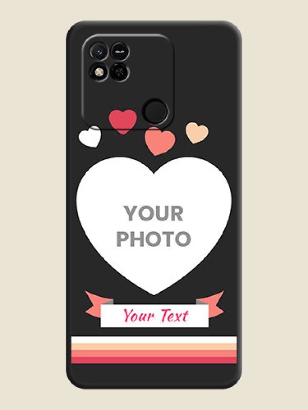 Custom Love Shaped Photo with Colorful Stripes on Personalised Space Black Soft Matte Cases - Xiaomi Redmi 10A - alternate view