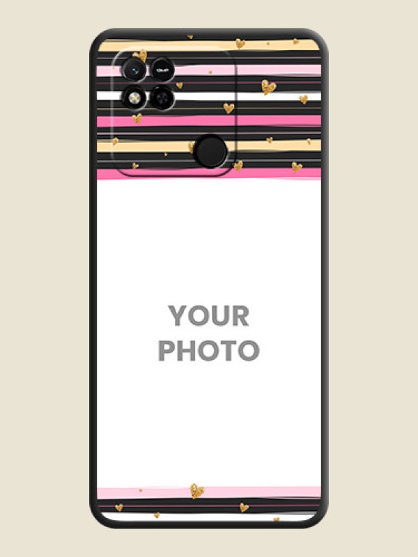 Custom Multicolor Lines and Golden Love Symbols Design on Photo on Space Black Soft Matte Mobile Cover - Xiaomi Redmi 10A - alternate view