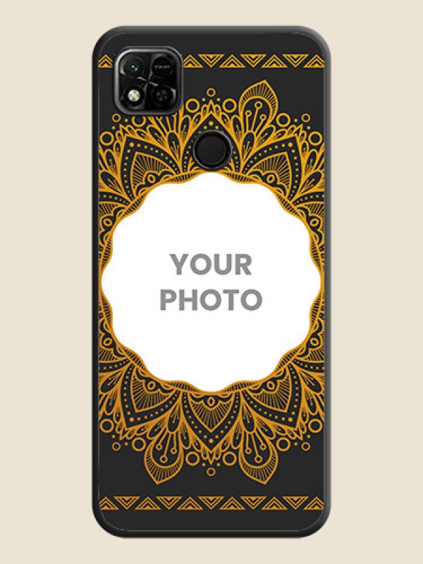 Custom Round Image with Floral Design on Photo on Space Black Soft Matte Mobile Cover - Xiaomi Redmi 10A - alternate view