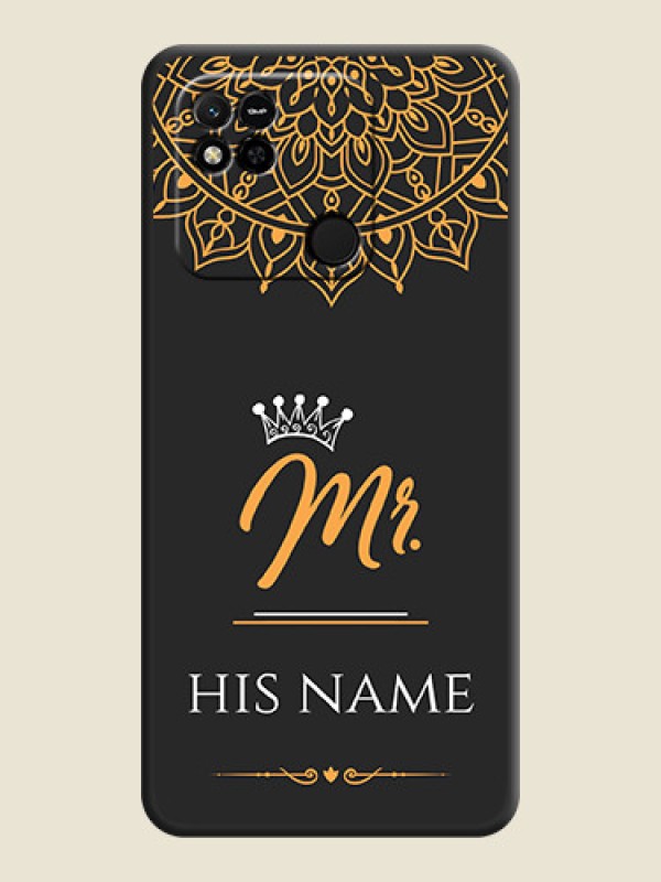 Custom Mr Name with Floral Design  on Personalised Space Black Soft Matte Cases - Xiaomi Redmi 10A - alternate view
