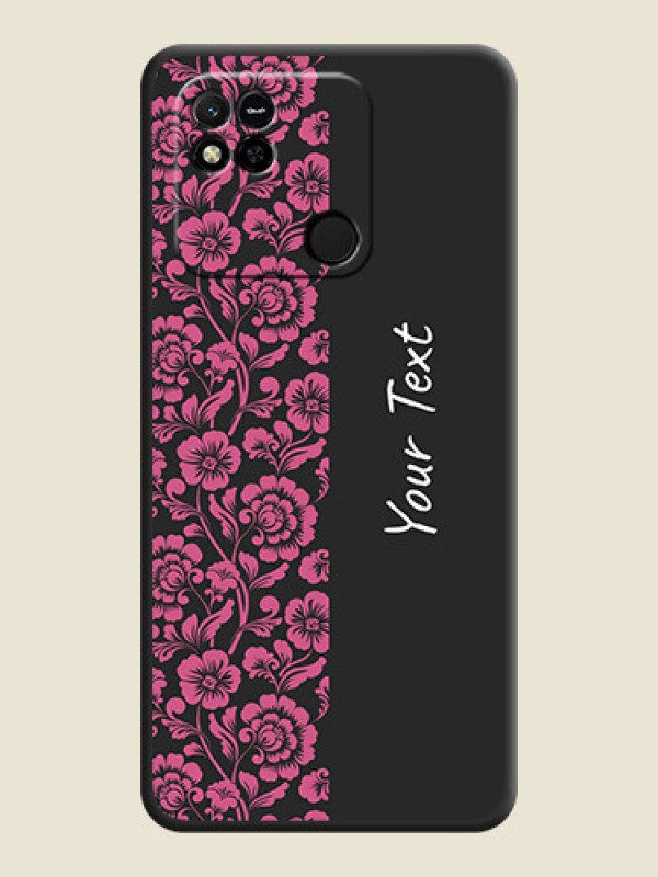 Custom Pink Floral Pattern Design With Custom Text On Space Black Personalized Soft Matte Phone Covers -Xiaomi Redmi 10A - alternate view