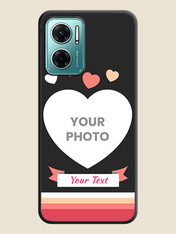 Custom Love Shaped Photo with Colorful Stripes on Personalised Space Black Soft Matte Cases - Xiaomi Redmi 11 Prime 5G - alternate view
