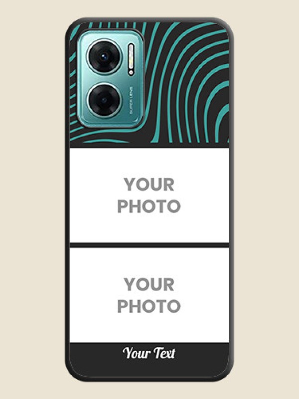 Custom Wave Pattern with 2 Image Holder on Space Black Personalized Soft Matte Phone Covers - Xiaomi Redmi 11 Prime 5G - alternate view