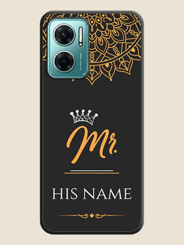 Custom Mr Name with Floral Design  on Personalised Space Black Soft Matte Cases - Xiaomi Redmi 11 Prime 5G - alternate view