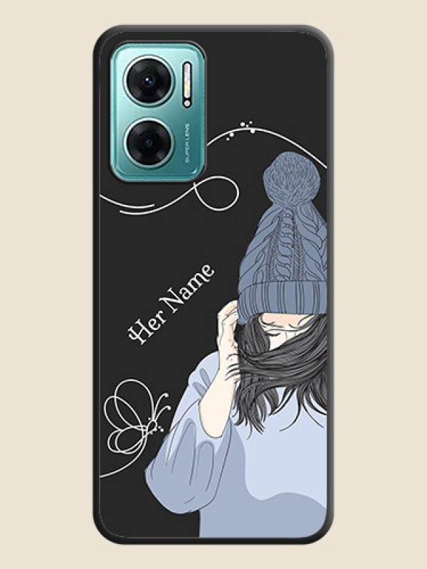 Custom Girl With Blue Winter Outfiit Custom Text Design On Space Black Personalized Soft Matte Phone Covers -Xiaomi Redmi 11 Prime 5G - alternate view