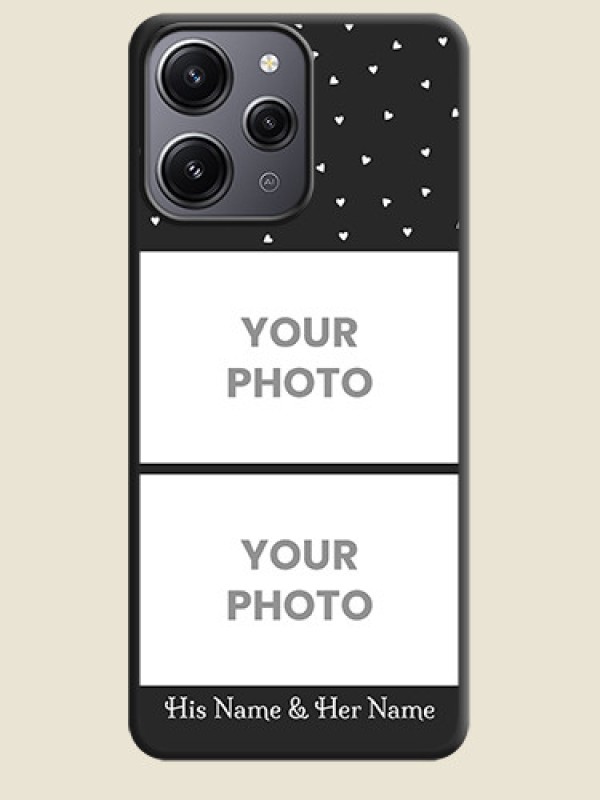 Custom Miniature Love Symbols with Name on Space Black Custom Soft Matte Back Cover - Redmi 12 4G - alternate view