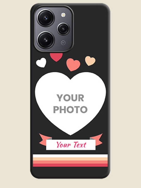 Custom Love Shaped Photo with Colorful Stripes on Personalised Space Black Soft Matte Cases - Redmi 12 4G - alternate view