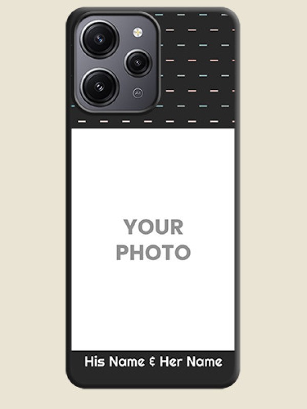 Custom Line Pattern Design with Text on Space Black Custom Soft Matte Phone Back Cover - Redmi 12 4G - alternate view