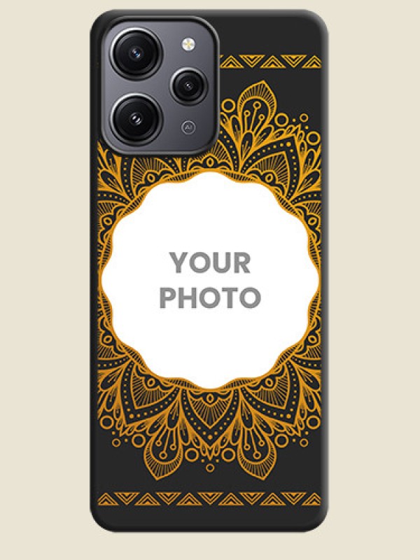 Custom Round Image with Floral Design - Photo on Space Black Soft Matte Mobile Cover - Redmi 12 4G - alternate view