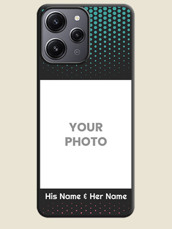 Custom Faded Dots with Grunge Photo Frame and Text on Space Black Custom Soft Matte Phone Cases - Redmi 12 4G - alternate view