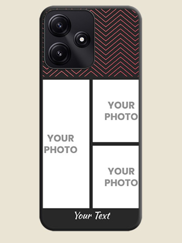 Custom Wave Pattern with 3 Image Holder on Space Black Custom Soft Matte Back Cover - Redmi 12 5G - alternate view