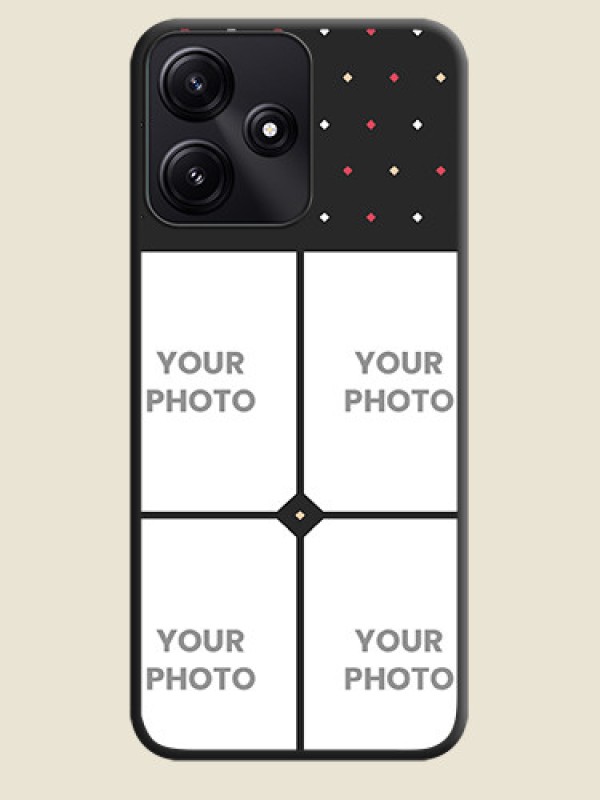 Custom Multicolor Dotted Pattern with 4 Image Holder on Space Black Custom Soft Matte Phone Cases - Redmi 12 5G - alternate view
