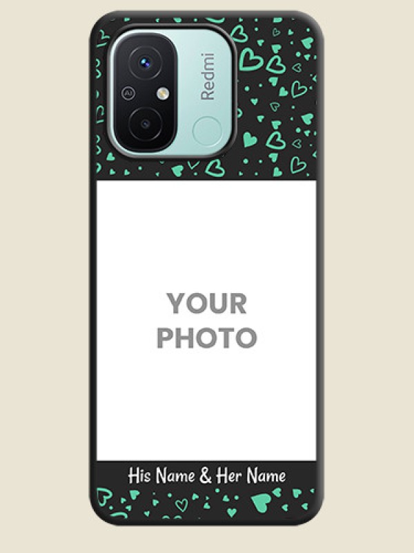 Custom Sea Green Indefinite Love Pattern on Photo on Space Black Soft Matte Mobile Cover - Redmi 12c - alternate view