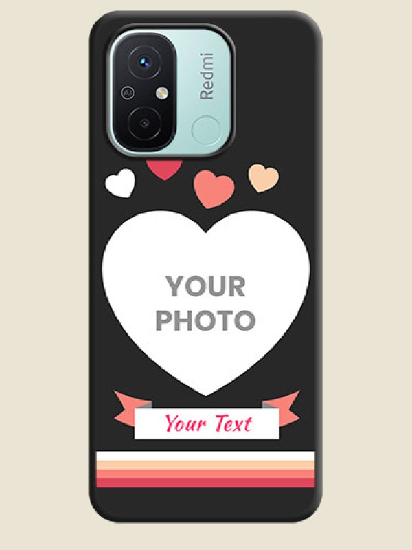 Custom Love Shaped Photo with Colorful Stripes on Personalised Space Black Soft Matte Cases - Redmi 12c - alternate view