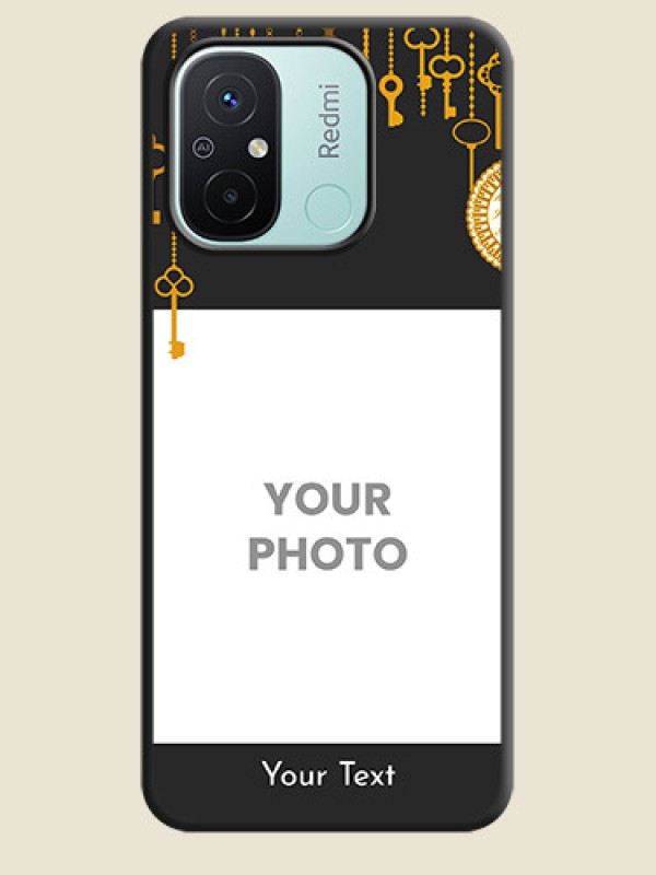 Custom Decorative Design with Text on Space Black Custom Soft Matte Back Cover - Redmi 12c - alternate view