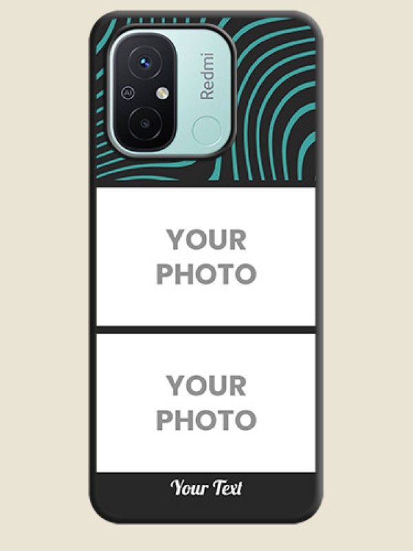 Custom Wave Pattern with 2 Image Holder on Space Black Personalized Soft Matte Phone Covers - Redmi 12c - alternate view
