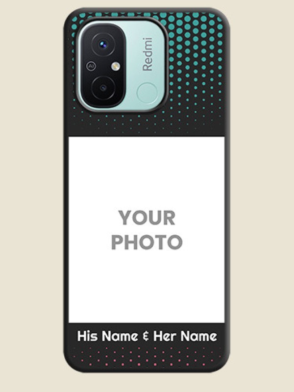 Custom Faded Dots with Grunge Photo Frame and Text on Space Black Custom Soft Matte Phone Cases - Redmi 12c - alternate view