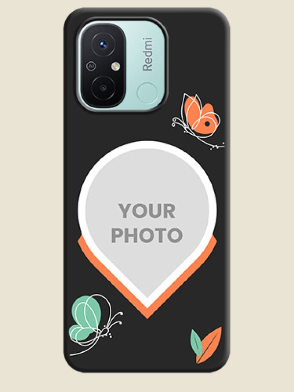Custom Upload Pic With Simple Butterly Design On Space Black Personalized Soft Matte Phone Covers -Xiaomi Redmi 12C - alternate view