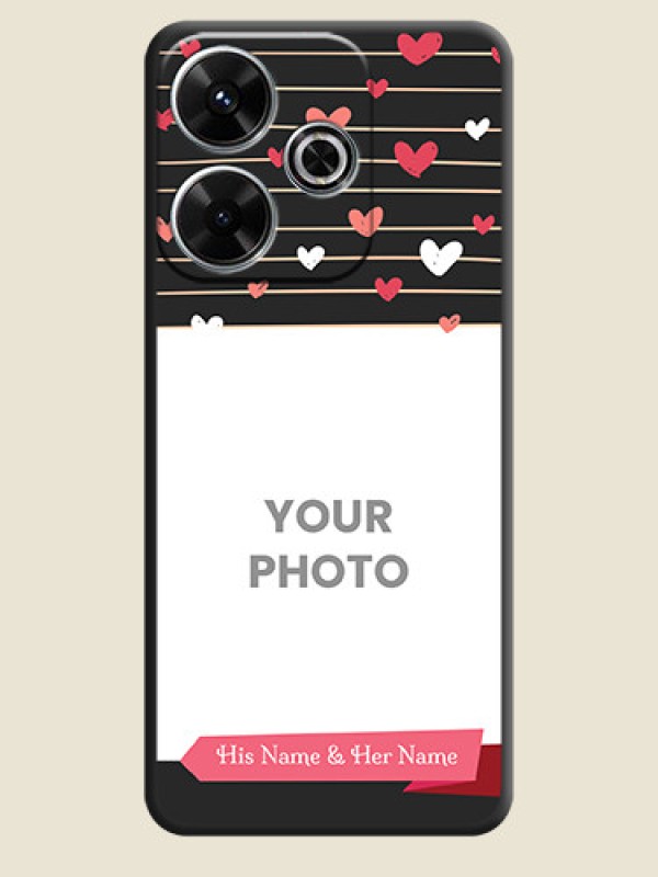 Custom Love Pattern with Name on Pink Ribbon on Photo On Space Black Custom Soft Matte Mobile Back Cover - Xiaomi Redmi 13 5G - alternate view