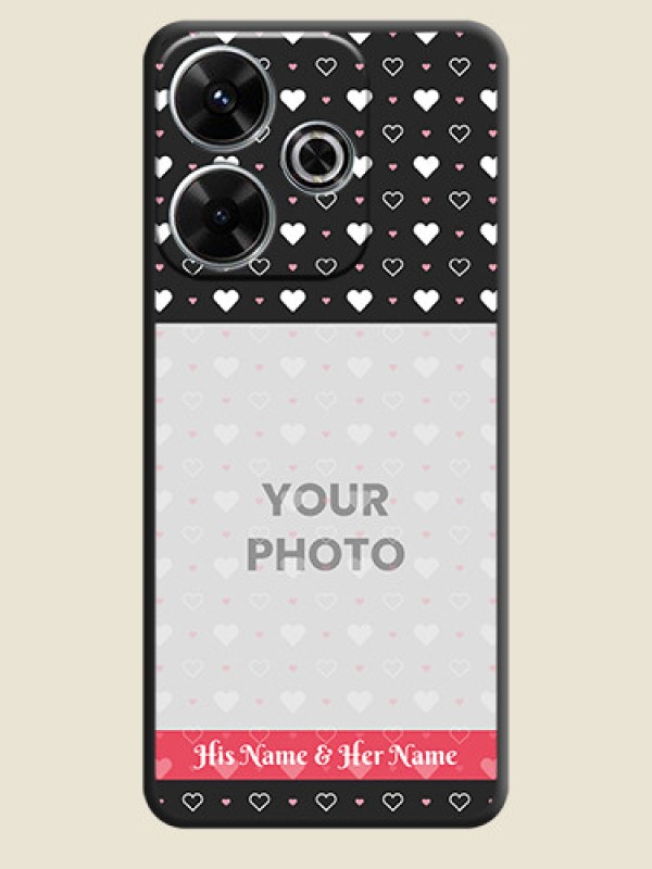 Custom White Color Love Symbols with Text Design on Photo On Space Black Custom Soft Matte Mobile Back Cover - Xiaomi Redmi 13 5G - alternate view