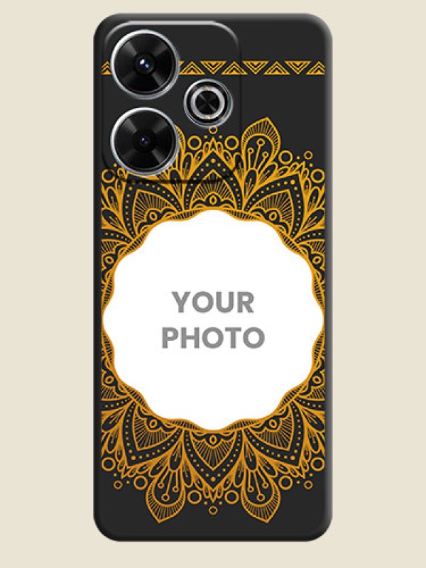 Custom Round Image with Floral Design On Space Black Custom Soft Matte Mobile Back Cover - Xiaomi Redmi 13 5G - alternate view
