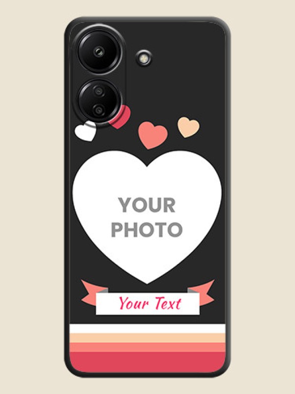 Custom Love Shaped Photo with Colorful Stripes On Space Black Custom Soft Matte Mobile Back Cover - Redmi 13C 4G - alternate view