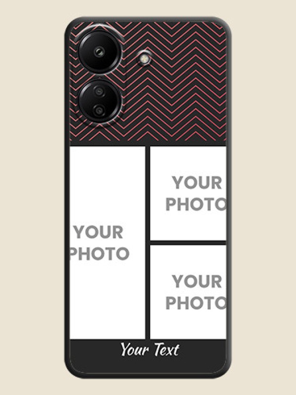 Custom Wave Pattern with 3 Image Holder On Space Black Custom Soft Matte Mobile Back Cover - Redmi 13C 4G - alternate view