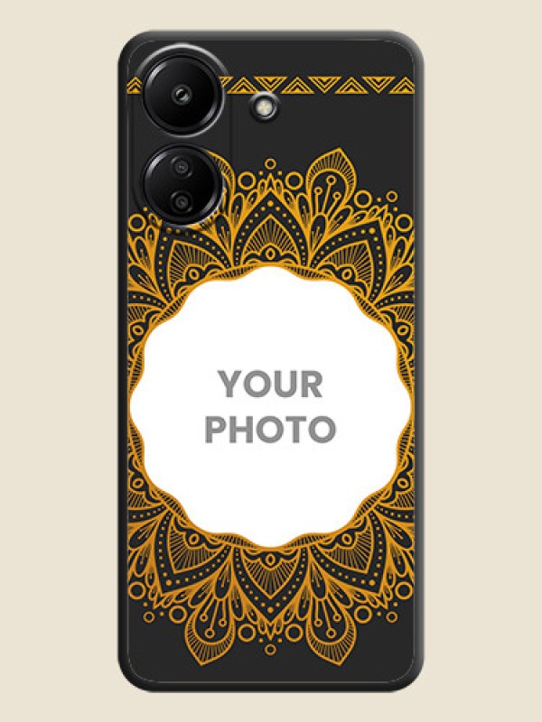 Custom Round Image with Floral Design On Space Black Custom Soft Matte Mobile Back Cover - Redmi 13C 4G - alternate view