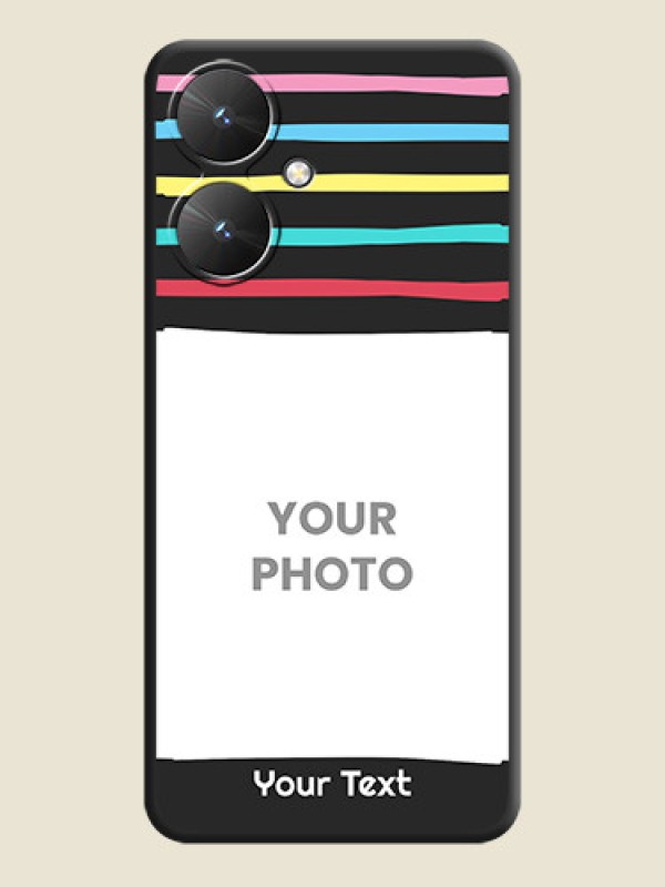 Custom Multicolor Lines with Image On Space Black Custom Soft Matte Mobile Back Cover - Redmi 13C 5G - alternate view
