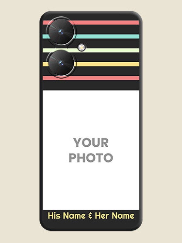 Custom Color Stripes with Photo and Text on Photo  On Space Black Custom Soft Matte Mobile Back Cover - Redmi 13C 5G - alternate view