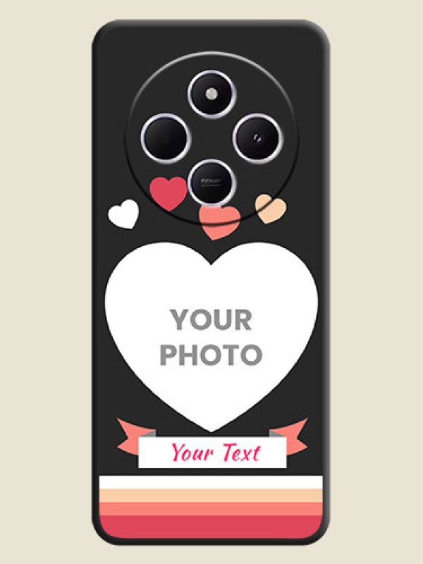 Custom Love Shaped Photo with Colorful Stripes On Space Black Custom Soft Matte Mobile Back Cover - Redmi 14c 5G - alternate view
