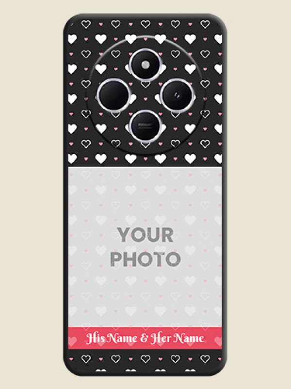 Custom White Color Love Symbols with Text Design on Photo On Space Black Custom Soft Matte Mobile Back Cover - Redmi 14c 5G - alternate view