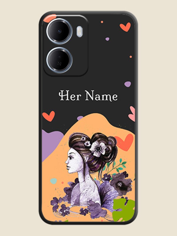 Custom Namecase For Her With Fancy Lady Image On Space Black Custom Soft Matte Mobile Back Cover - Xiaomi Redmi 15A 5G - alternate view