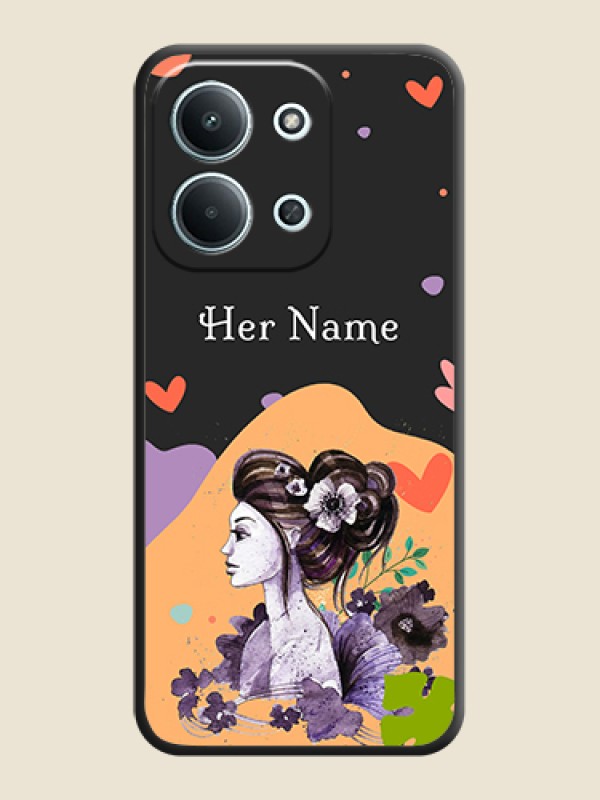Custom Namecase For Her With Fancy Lady Image On Space Black Custom Soft Matte Mobile Back Cover - Xiaomi Redmi 15C 5G - alternate view
