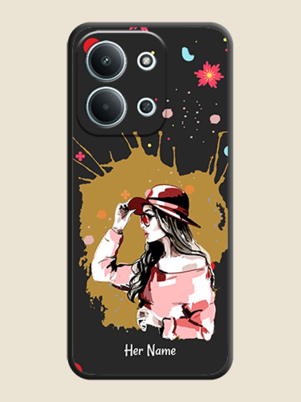 Custom Mordern Lady With Color Splash Background With Custom Text On Space Black Custom Soft Matte Mobile Back Cover - Xiaomi Redmi 15C 5G - alternate view