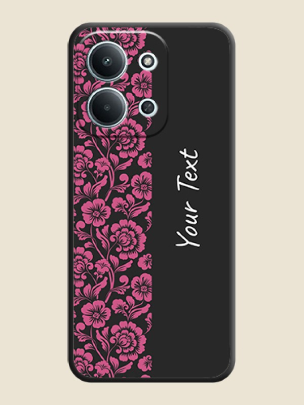 Custom Pink Floral Pattern Design With Custom Text On Space Black Custom Soft Matte Mobile Back Cover - Xiaomi Redmi 15C 5G - alternate view