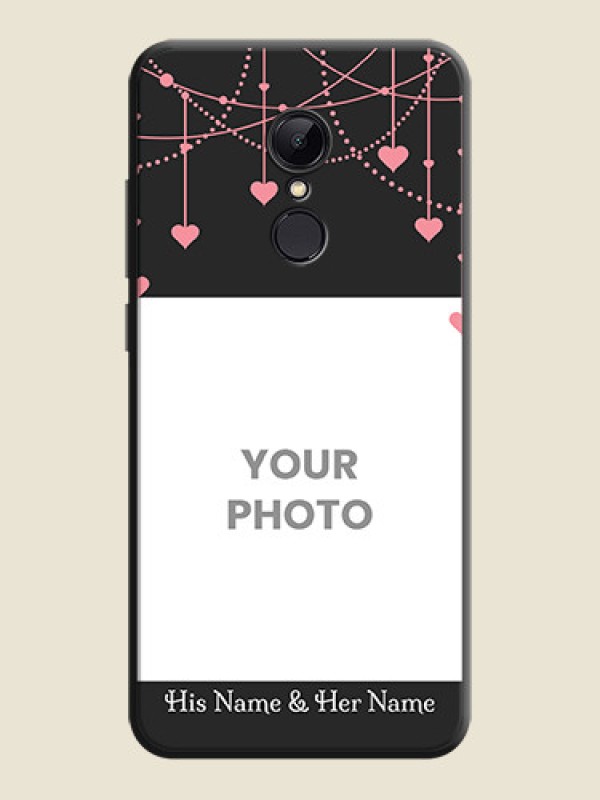 Custom Pink Love Hangings with Text on Space Black Custom Soft Matte Back Cover - Redmi 5 - alternate view