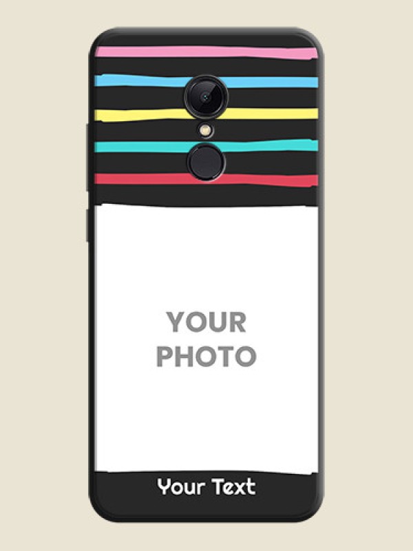 Custom Multicolor Lines with Image on Space Black Personalized Soft Matte Phone Covers - Redmi 5 - alternate view