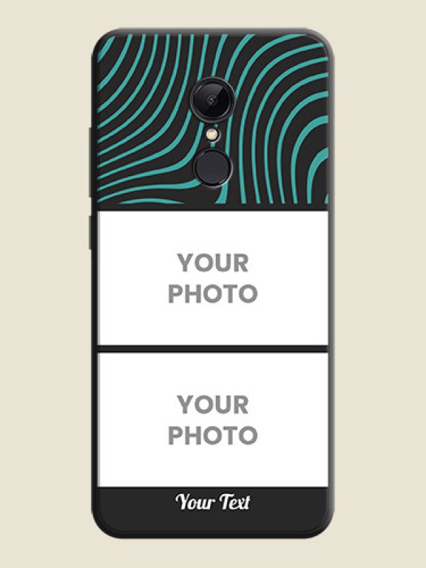 Custom Wave Pattern with 2 Image Holder on Space Black Personalized Soft Matte Phone Covers - Redmi 5 - alternate view