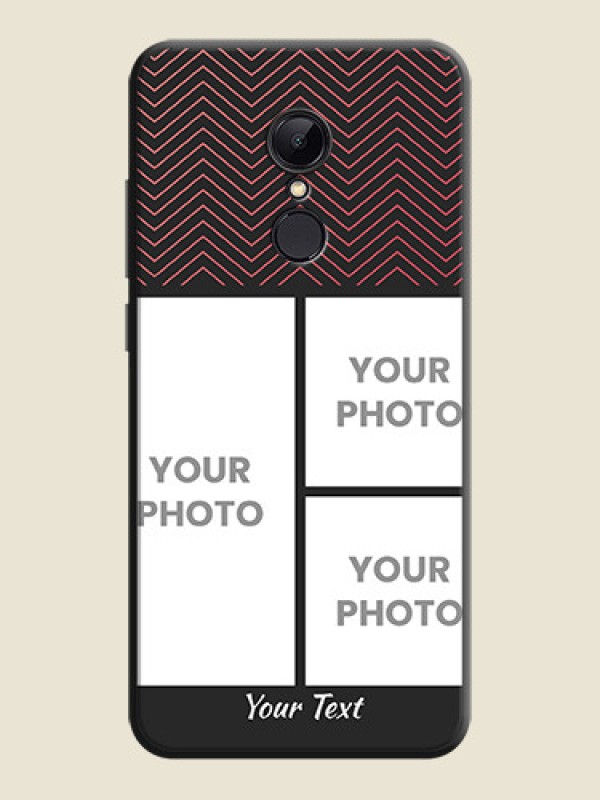 Custom Wave Pattern with 3 Image Holder on Space Black Custom Soft Matte Back Cover - Redmi 5 - alternate view