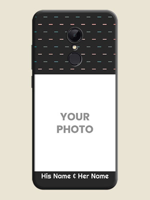 Custom Line Pattern Design with Text on Space Black Custom Soft Matte Phone Back Cover - Redmi 5 - alternate view