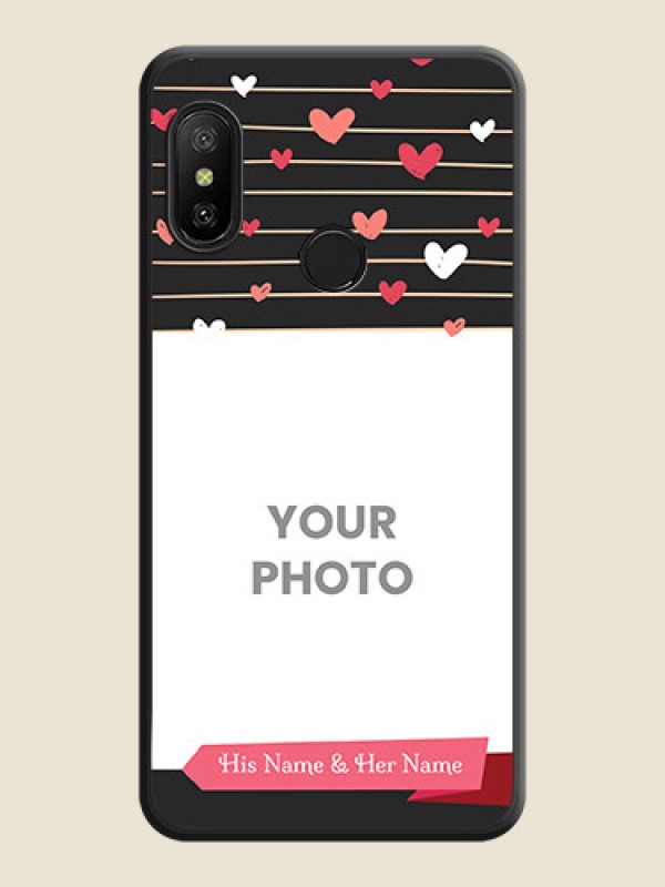 Custom Love Pattern with Name on Pink Ribbon  on Photo on Space Black Soft Matte Back Cover - Redmi 6 Pro - alternate view