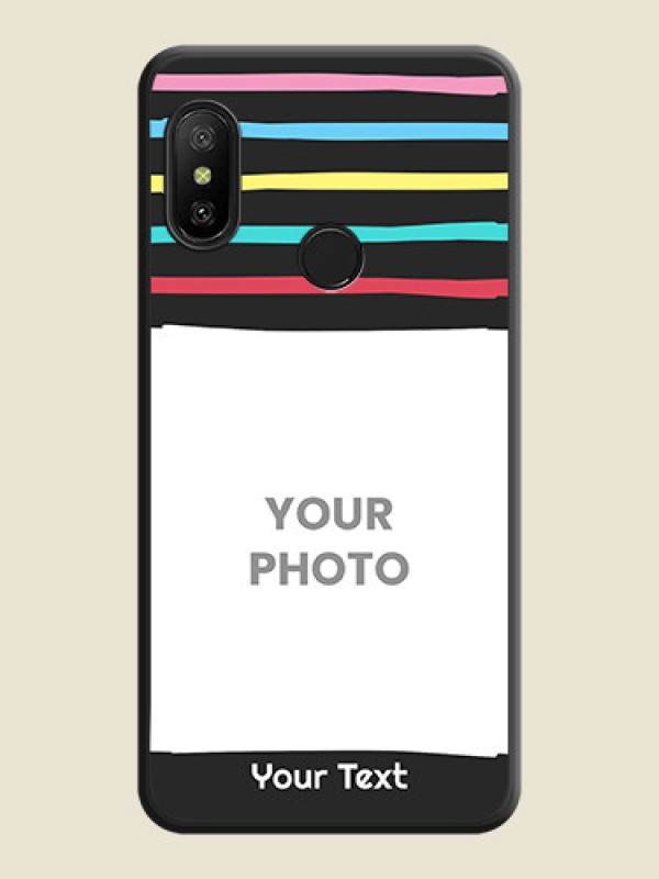 Custom Multicolor Lines with Image on Space Black Personalized Soft Matte Phone Covers - Redmi 6 Pro - alternate view