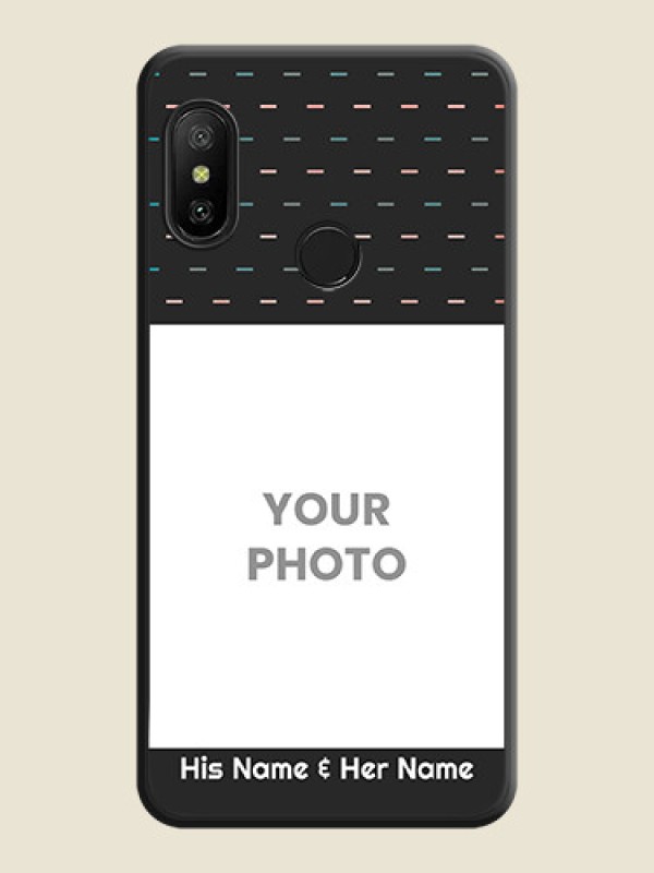 Custom Line Pattern Design with Text on Space Black Custom Soft Matte Phone Back Cover - Redmi 6 Pro - alternate view
