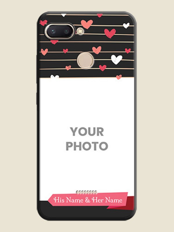Custom Love Pattern with Name on Pink Ribbon  - Photo on Space Black Soft Matte Back Cover - Redmi 6 - alternate view