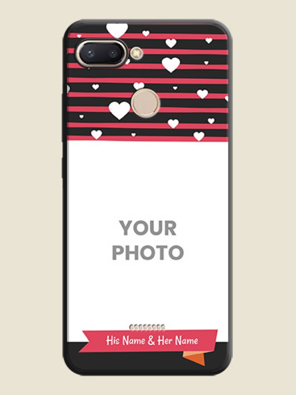 Custom White Color Love Symbols with Pink Lines Pattern on Space Black Custom Soft Matte Phone Cases - Redmi 6 - alternate view